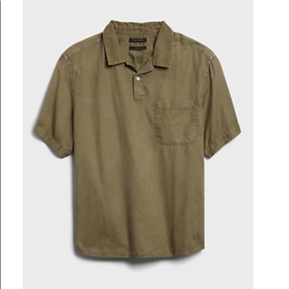 Relaxed fit Organic cotton Johnny-collar men’s shirt